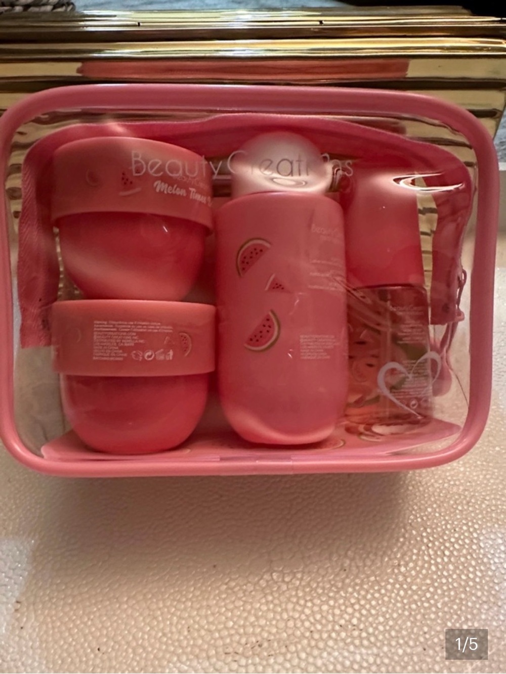Beauty Creations Pink water Melon Travel Cosmetic Set